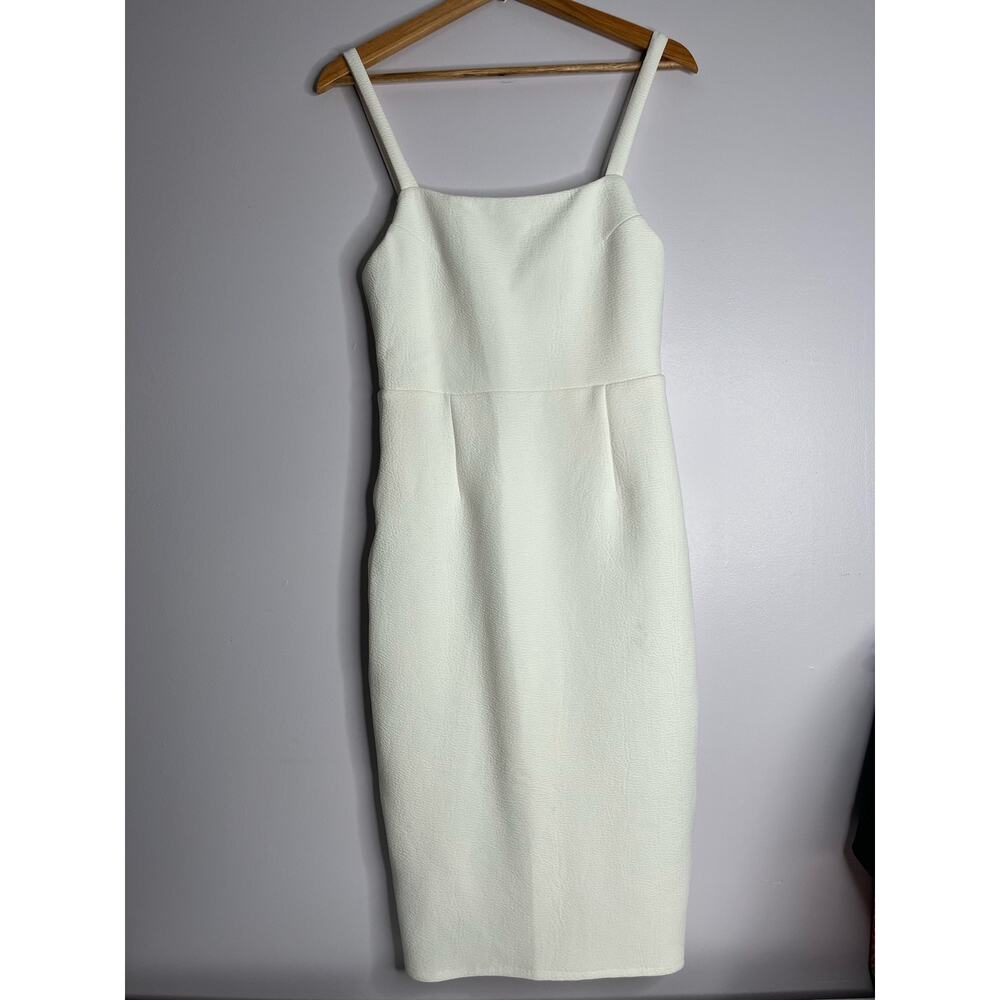 Lulus Guessing Game White Bodycon Midi Dress Sz Med - NWT